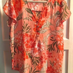 NWOT Loft Outlet Pink Flutter Sleeve Blouse